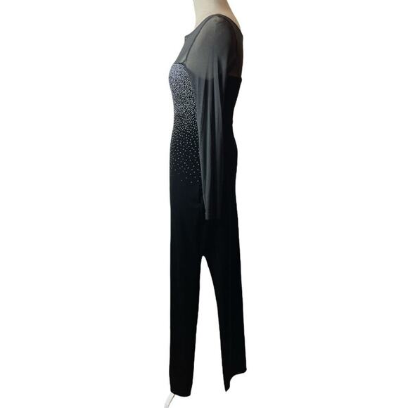 BASIC Formal Black Velvet Long Sleeve Long Dress Women's Size S - Picture 3 of 6
